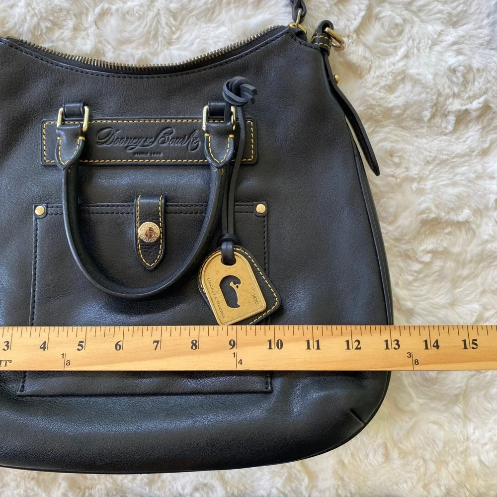 Dooney & Bourke Teardrop Satchel Black Florentine Vacchetta Leather Shoulder Bag